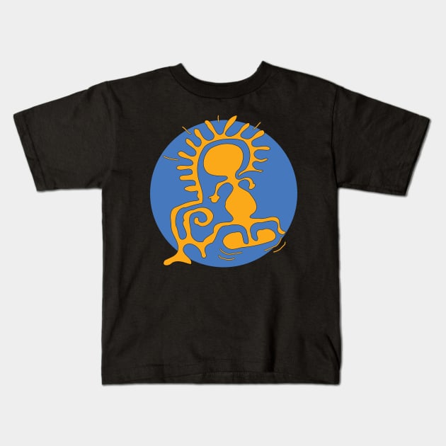 petroglyph yellow pet Kids T-Shirt by Ricogfx